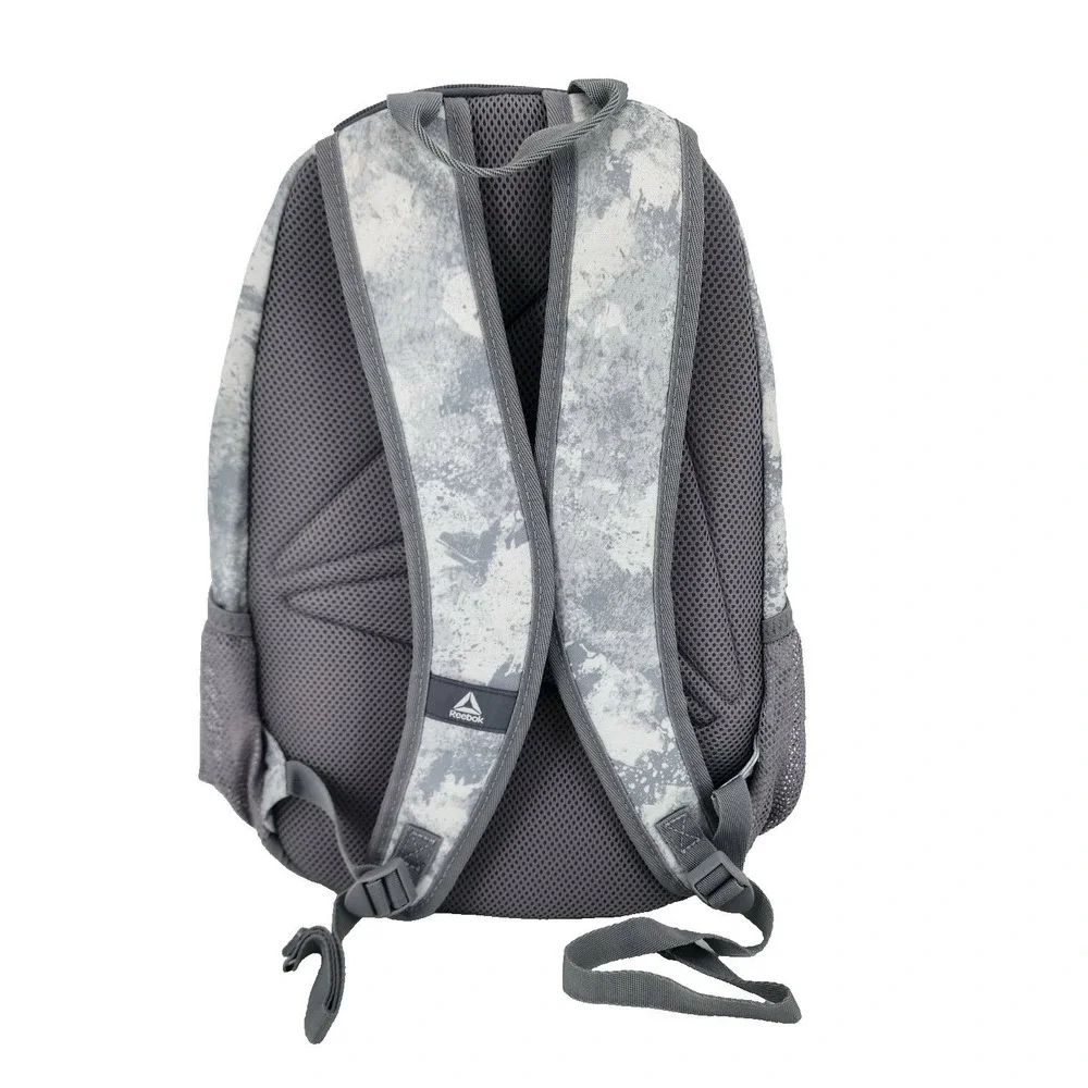 Reebok Backpack Grey Marble Acid Wash Rainbow‎ Logo Padded Straps School Gym Bag
